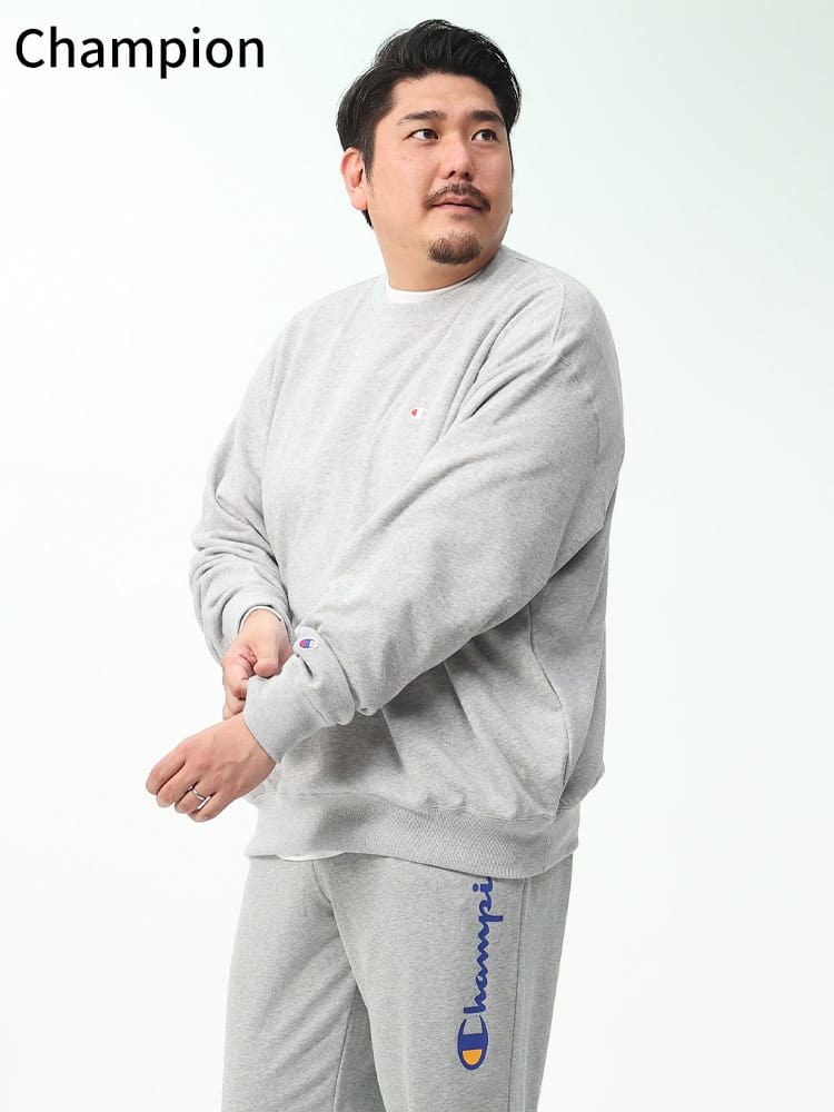大きいサイズ メンズ USAコットン トレーナー (Champion) チャンピオン ワンポイント クルーネック スウェット