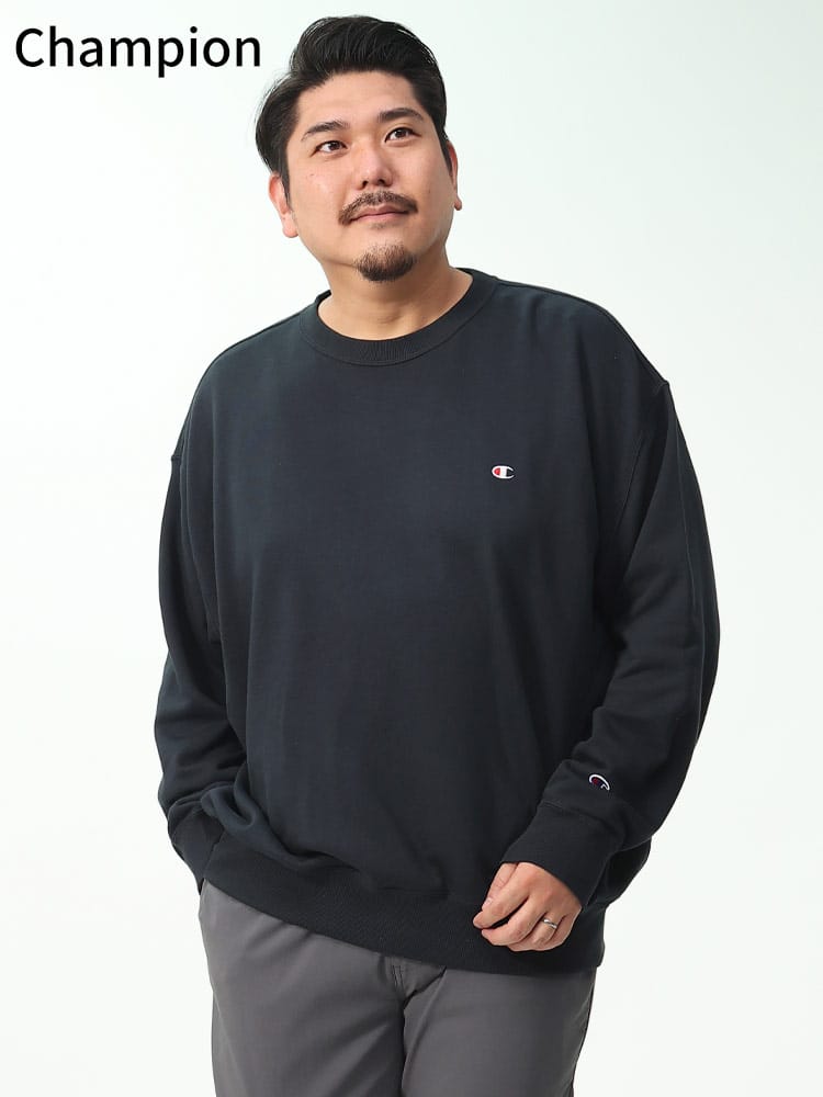 大きいサイズ メンズ USAコットン トレーナー (Champion) チャンピオン ワンポイント クルーネック スウェット