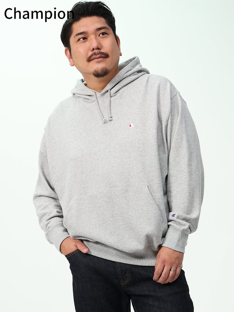 在庫処分 返品交換不可 大きいサイズ メンズ USAコットン パーカー (Champion) チャンピオン ワンポイント スウェット プルオーバー