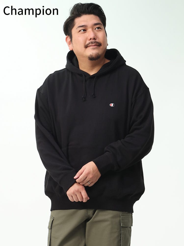 在庫処分 返品交換不可 大きいサイズ メンズ USAコットン パーカー (Champion) チャンピオン ワンポイント スウェット プルオーバー