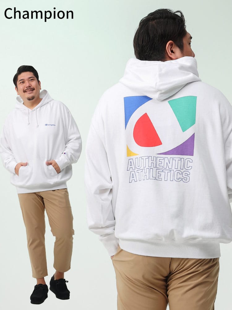 在庫処分 返品交換不可 USAコットン バックプリント プルオーバー パーカー (Champion) チャンピオン 大きいサイズ メンズ