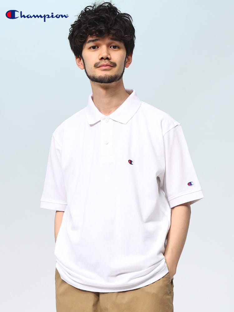 チャンピオン ポロシャツ ワンポイントロゴ ゴルフ 半袖 メンズ Champion トップス 襟付き ベーシック C3Z358