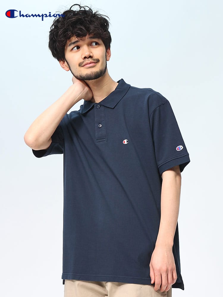 チャンピオン ポロシャツ ワンポイントロゴ ゴルフ 半袖 メンズ Champion トップス 襟付き ベーシック C3Z358