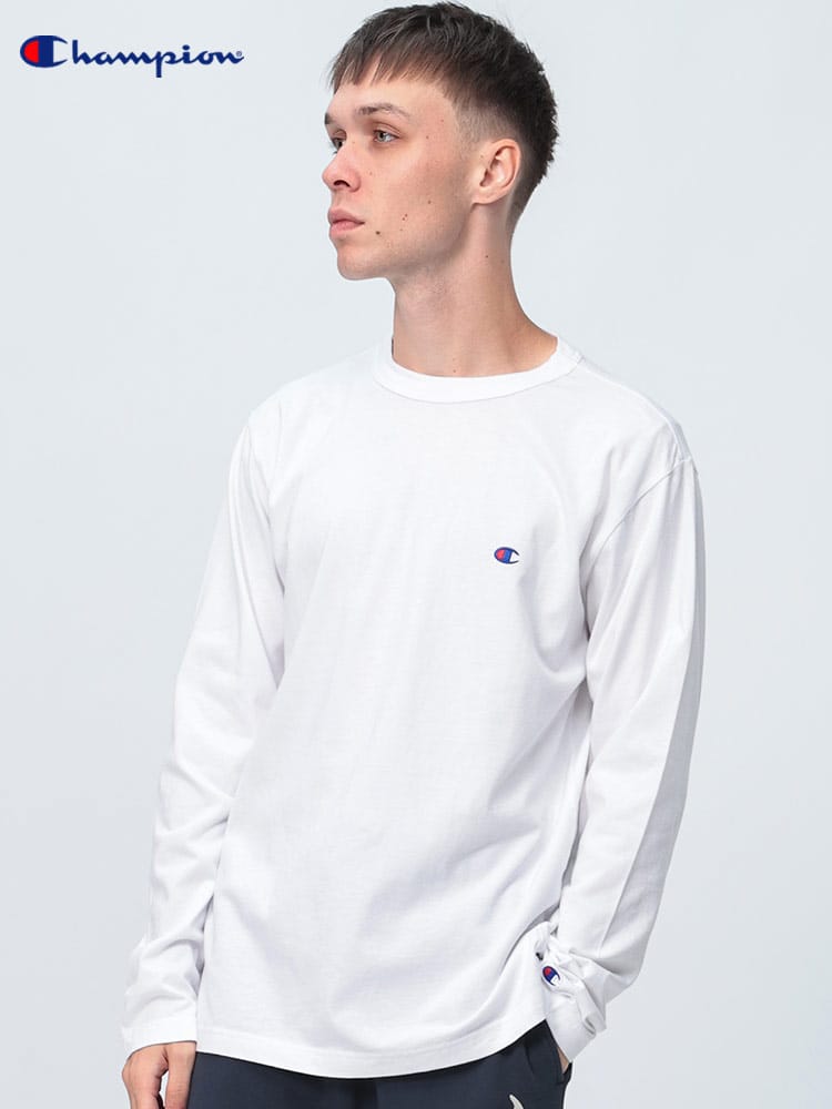 Champion (チャンピオン) ワンポイントロゴ クルーネック 長袖 Ｔシャツ C3Y428