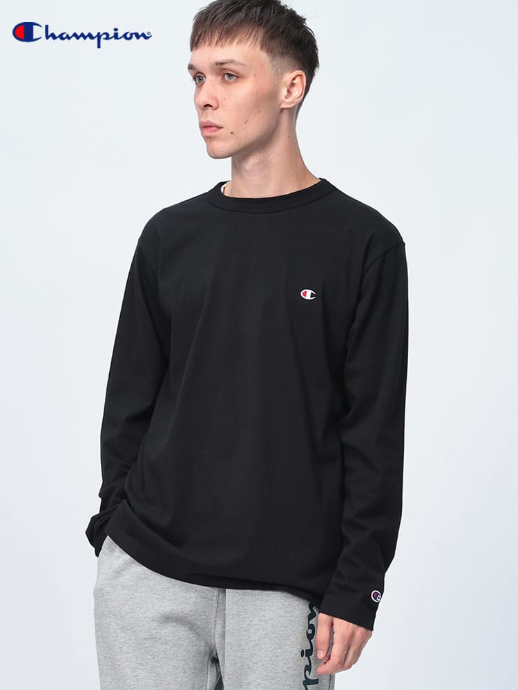 Champion (チャンピオン) ワンポイントロゴ クルーネック 長袖 Ｔシャツ C3Y428