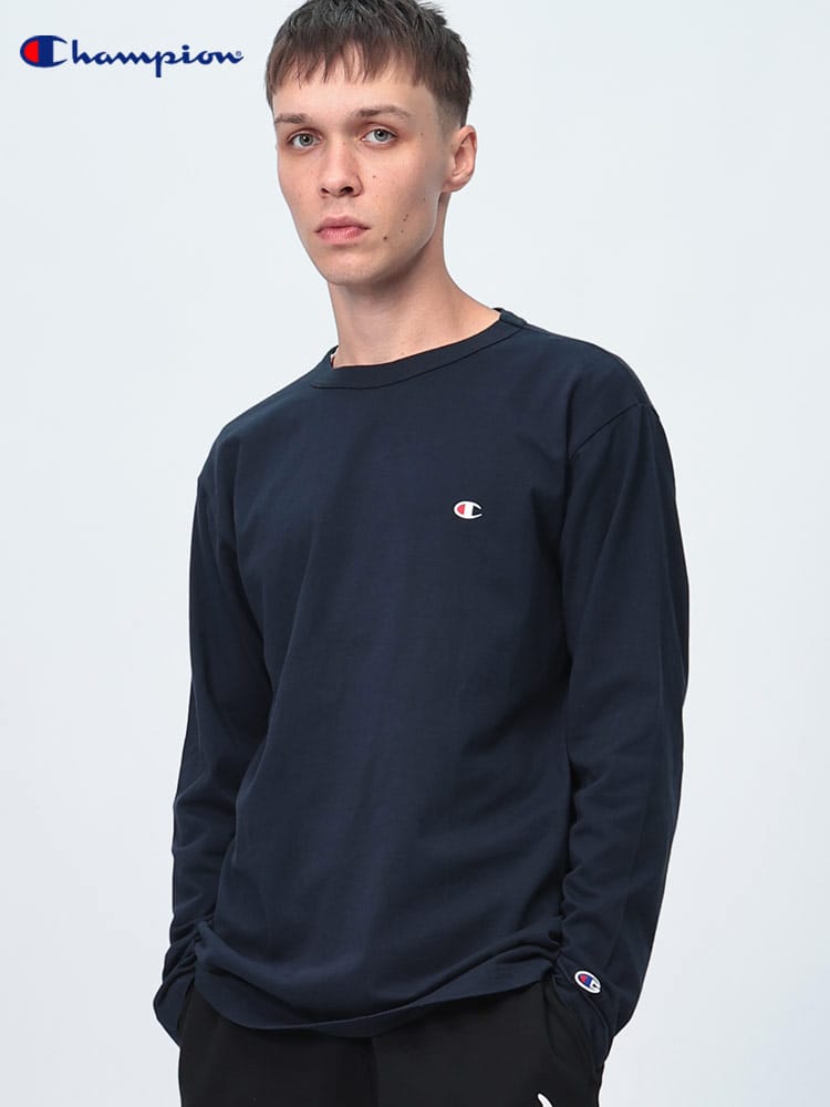 Champion (チャンピオン) ワンポイントロゴ クルーネック 長袖 Ｔシャツ C3Y428