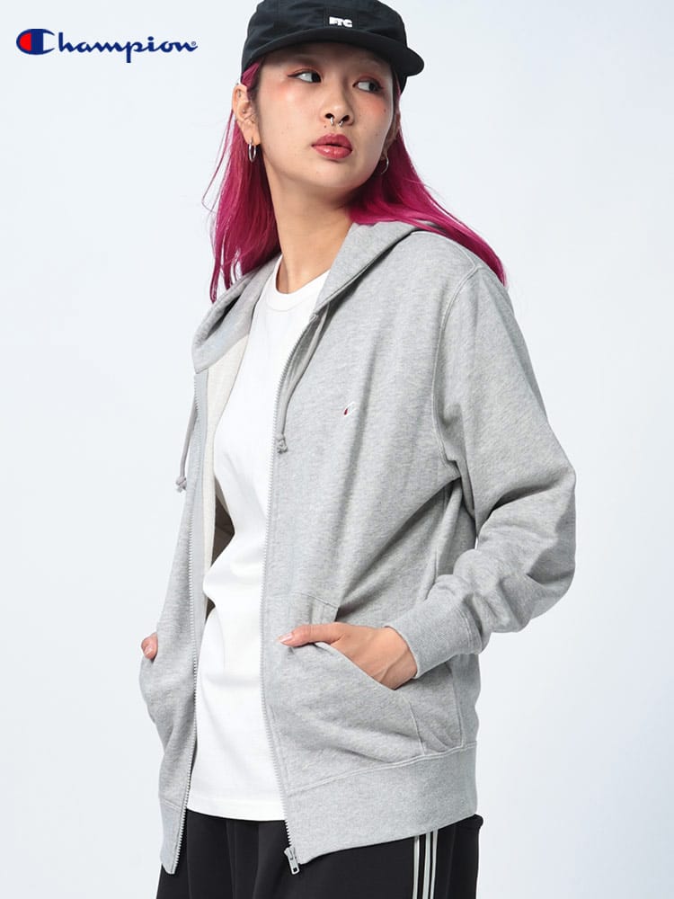 Champion  (チャンピオン) 裏毛 胸ロゴ ポケット付き フルジップパーカー C3Y137
