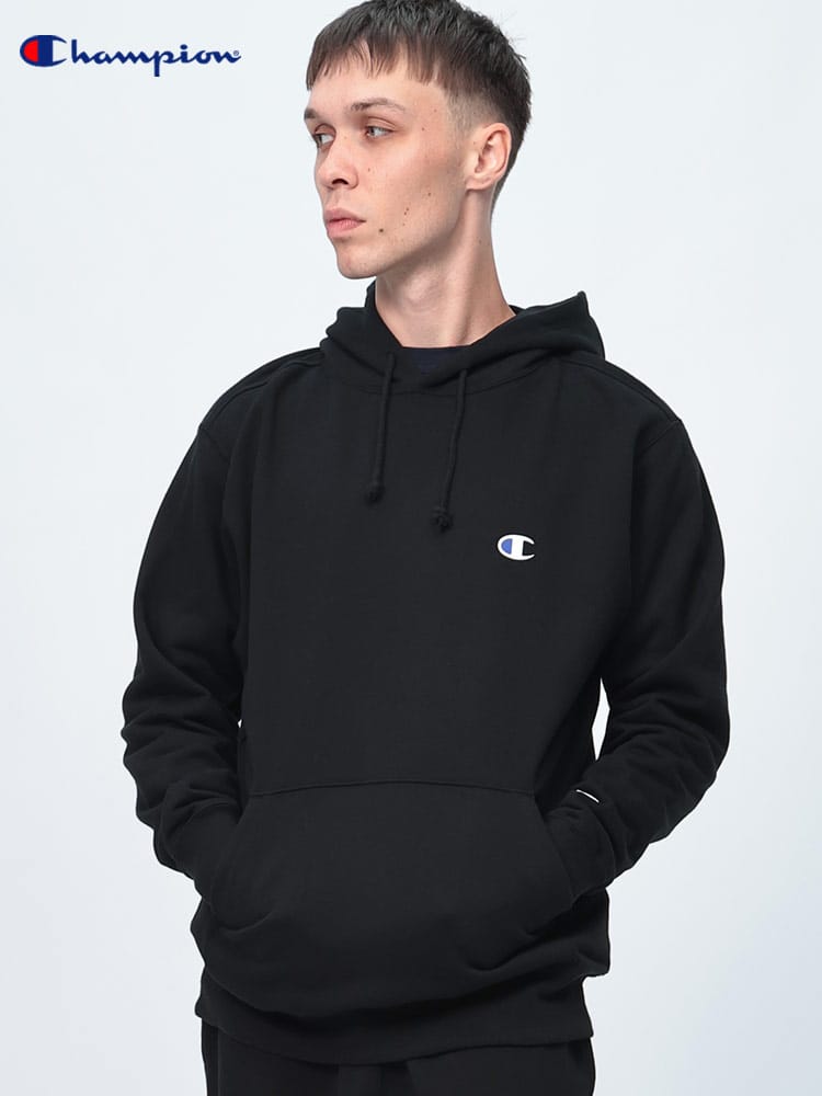 Champion (チャンピオン) 裏毛 裾バックロゴ ポケット付き プルオーバー パーカー C3A127
