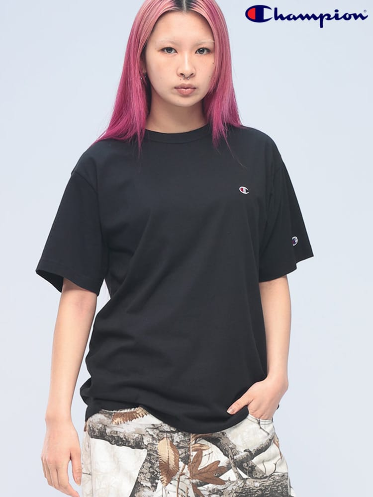 Champion (チャンピオン) 綿100％ サステナブルコットン ワンポイントロゴ クルーネック 半袖 Tシャツ C3X352