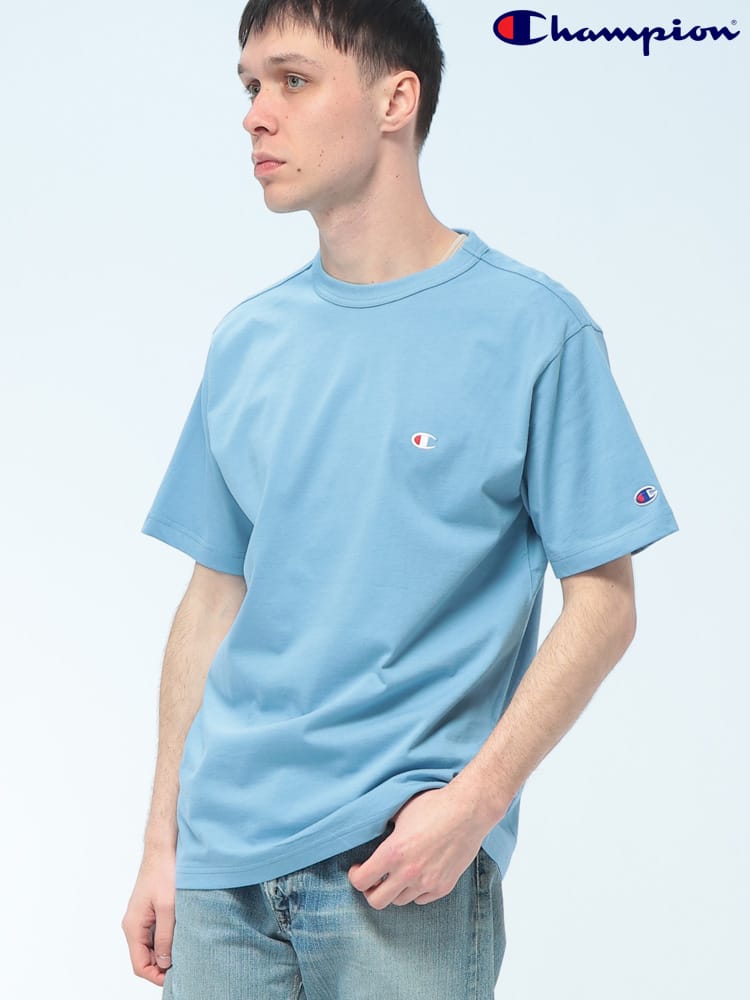 Champion (チャンピオン) 綿100％ サステナブルコットン ワンポイントロゴ クルーネック 半袖 Tシャツ C3X352