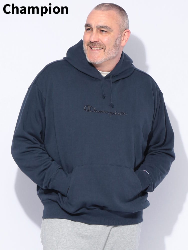 スウェットパーカー ロゴ刺繍 フーデッド プルオーバー トップス プルパーカー 長袖 大きいサイズ メンズ