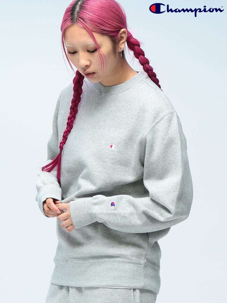 Champion (チャンピオン) 裏起毛 ワンポイント クルーネック トレーナー