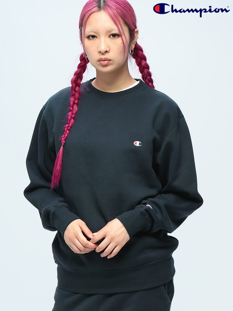 Champion (チャンピオン) 裏起毛 ワンポイント クルーネック トレーナー