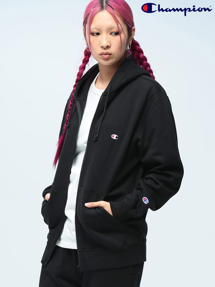 Champion (チャンピオン) 裏起毛 ワンポイント フルジップ パーカー