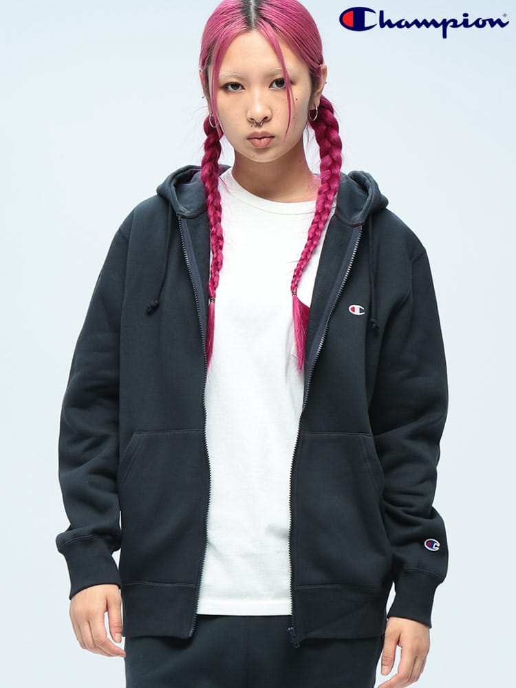 Champion (チャンピオン) 裏起毛 ワンポイント フルジップ パーカー