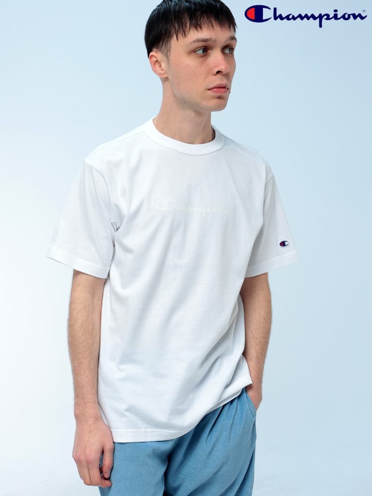 Champion (チャンピオン) Tシャツ 半袖 ロゴプリント ワンポイント刺繍 クルーネック カットソー ユニセックス C3D344