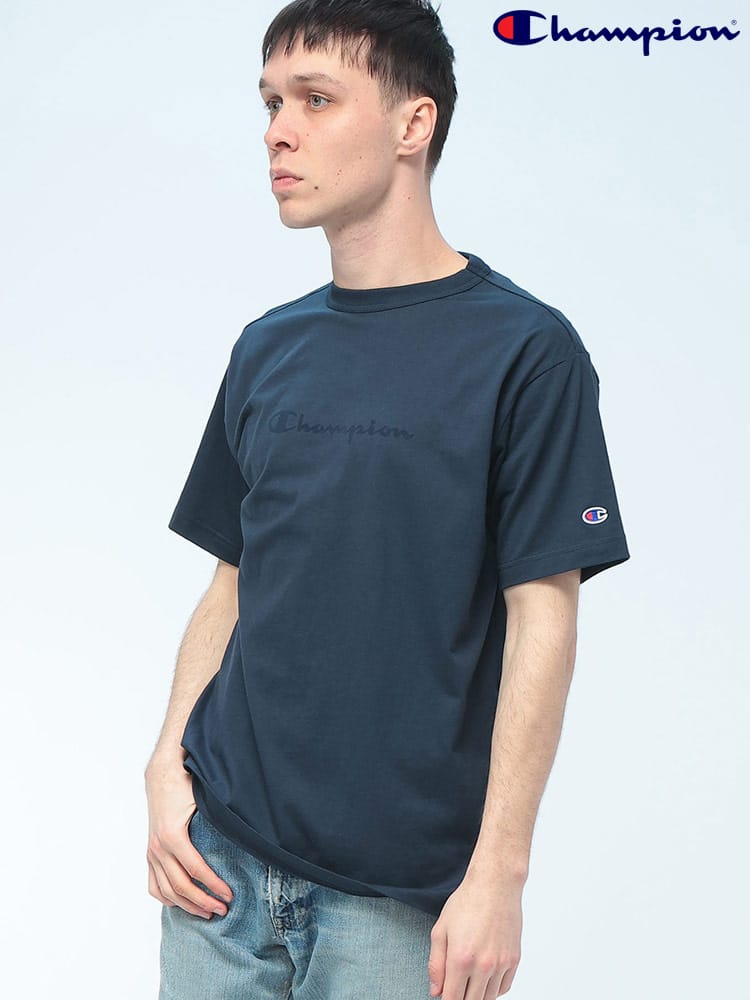Champion (チャンピオン) Tシャツ 半袖 ロゴプリント ワンポイント刺繍 クルーネック カットソー ユニセックス C3D344