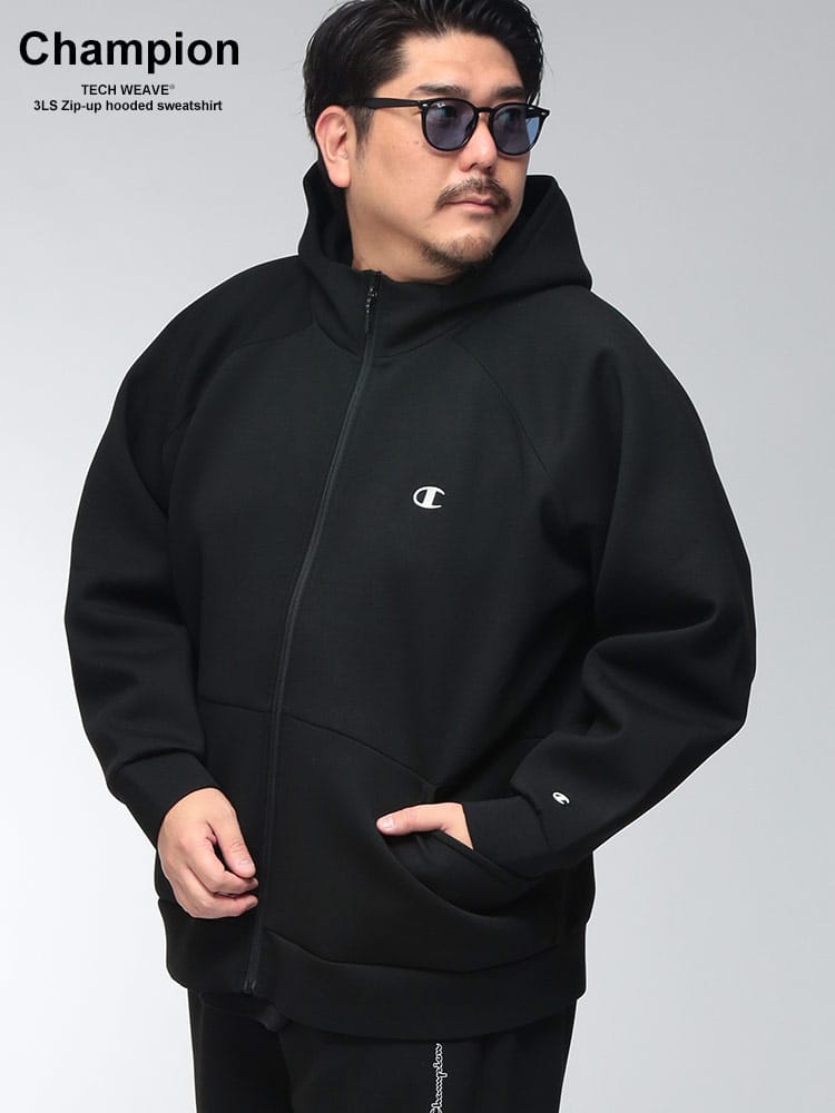 フルジップ パーカー メンズ 大きいサイズ TECH WEAVE 3LS ロゴ シリコンプリント スウェット