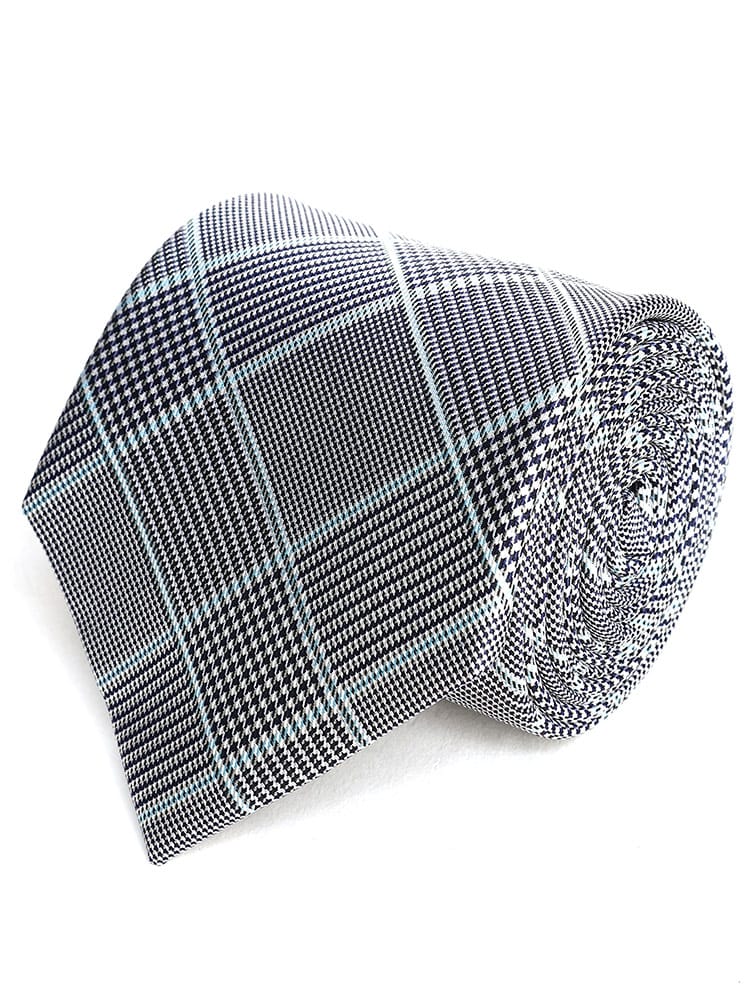 在庫処分 返品交換不可 大きいサイズ メンズ B＆T CLUB ビーアンドティークラブ シルク100％ チェック柄 ロングネクタイ