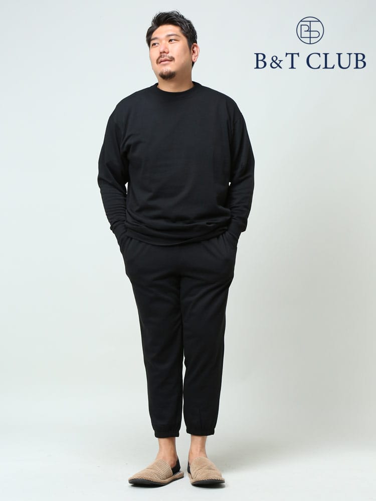 在庫処分 返品交換不可 大きいサイズ メンズ B＆T CLUB (ビーアンドティークラブ) 裏毛 スウェット トレーナー ロングパンツ セットアップ パジャマ 部屋着