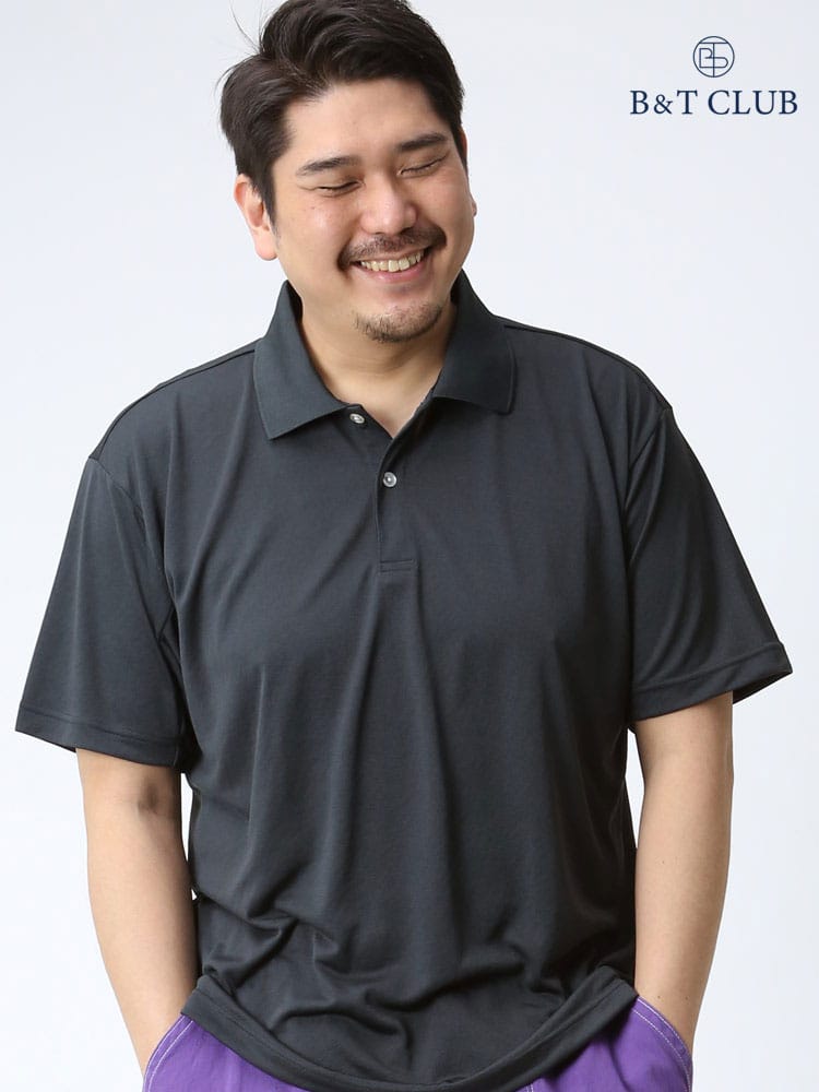 無地 DRYポロ 襟裏編地 半袖 ポロシャツ 大きいサイズ メンズ B＆T CLUB ビーアンドティークラブ