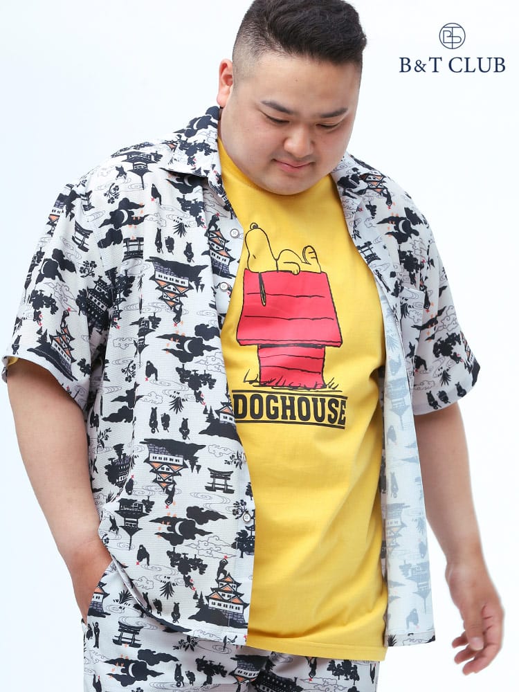 大きいサイズ メンズ B＆T CLUB (ビーアンドティークラブ) フクレジャガード 和柄 半袖 シャツ