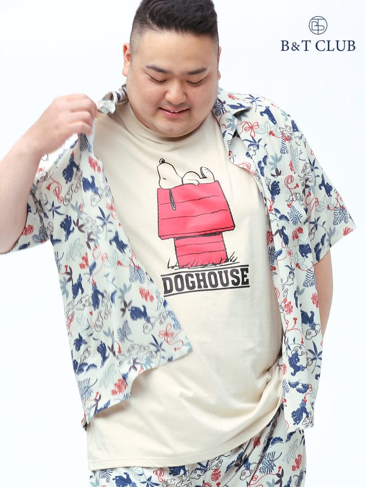 大きいサイズ メンズ B＆T CLUB (ビーアンドティークラブ) フクレジャガード 和柄 半袖 シャツ
