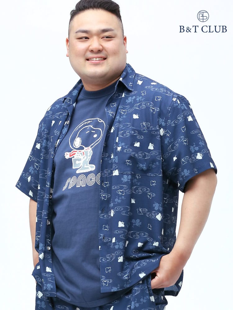 大きいサイズ メンズ B＆T CLUB (ビーアンドティークラブ) フクレジャガード 和柄 半袖 シャツ