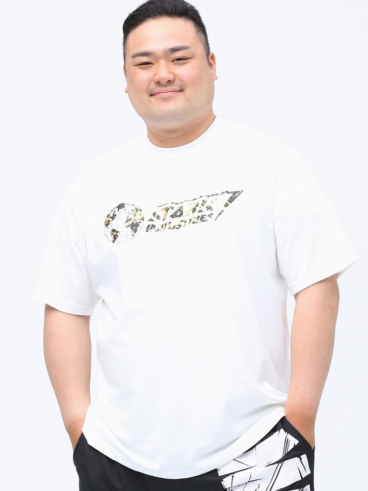 大きいサイズ メンズ MARVEL (マーベル) 箔プリント クルーネック 半袖 Tシャツ