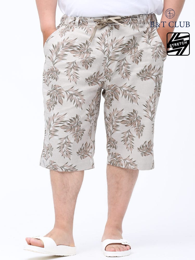 大きいサイズ メンズ B＆T CLUB (ビーアンドティークラブ) ストレッチ バニラン 総柄 ジップフライ ショートパンツ