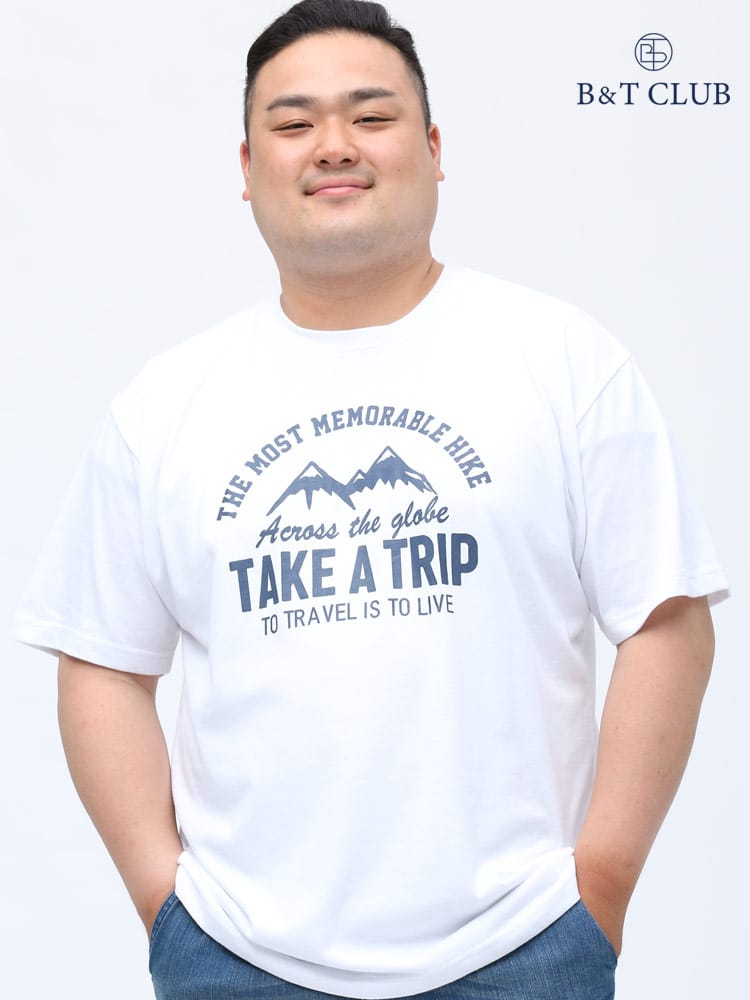大きいサイズ メンズ B＆T CLUB (ビーアンドティークラブ) アウトドアプリント クルーネック 半袖 Tシャツ