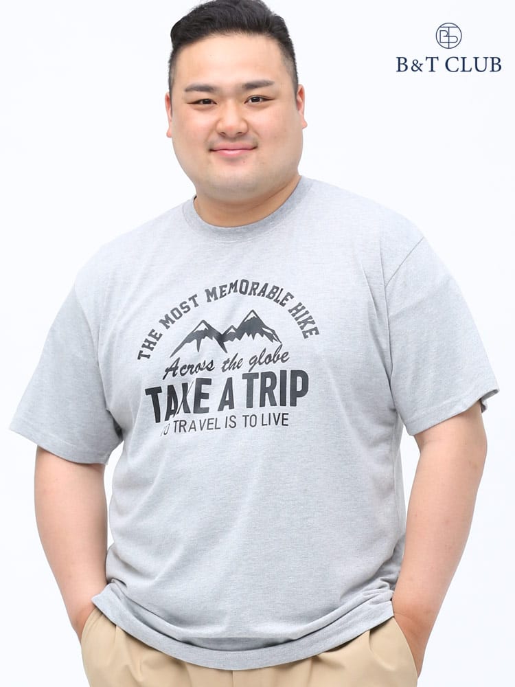 大きいサイズ メンズ B＆T CLUB (ビーアンドティークラブ) アウトドアプリント クルーネック 半袖 Tシャツ