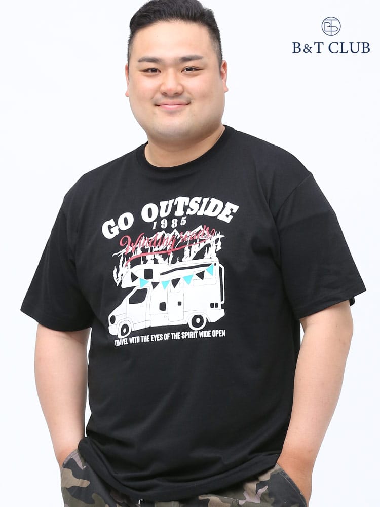 大きいサイズ メンズ B＆T CLUB (ビーアンドティークラブ) アウトドアプリント クルーネック 半袖 Tシャツ