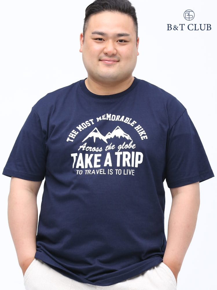 大きいサイズ メンズ B＆T CLUB (ビーアンドティークラブ) アウトドアプリント クルーネック 半袖 Tシャツ