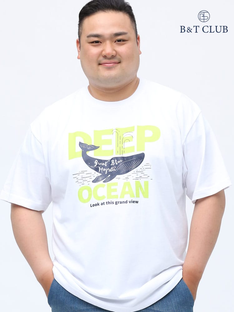 大きいサイズ メンズ B＆T CLUB (ビーアンドティークラブ) マリンプリント クルーネック 半袖 Tシャツ