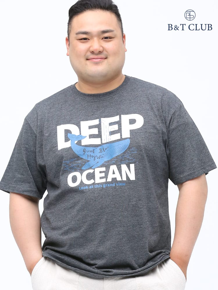 大きいサイズ メンズ B＆T CLUB (ビーアンドティークラブ) マリンプリント クルーネック 半袖 Tシャツ