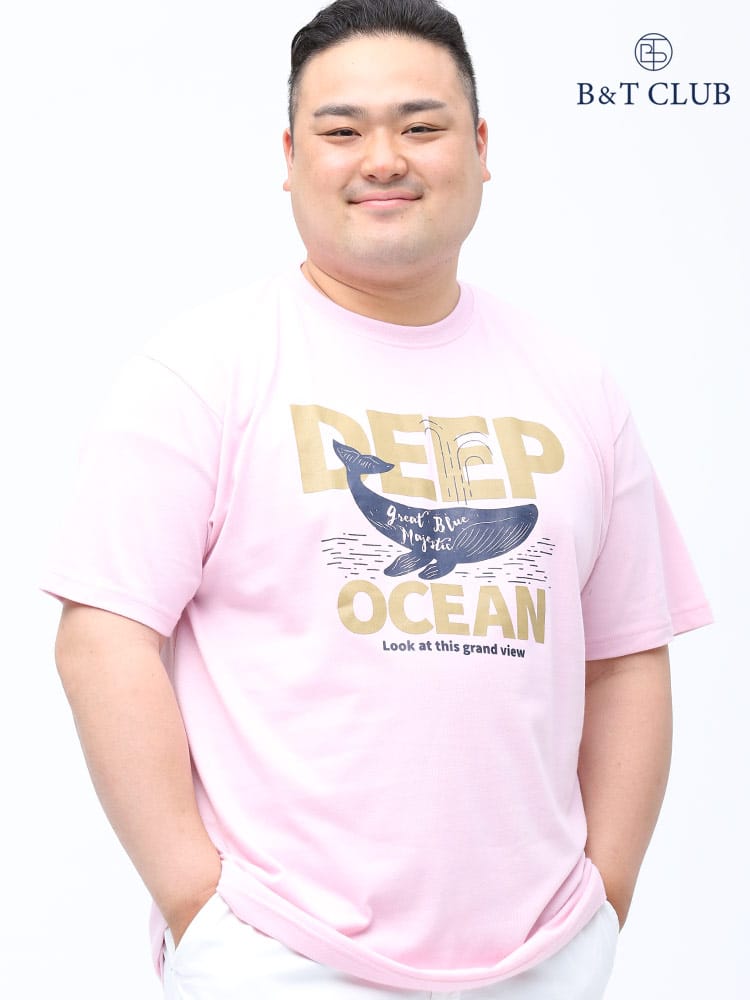 大きいサイズ メンズ B＆T CLUB (ビーアンドティークラブ) マリンプリント クルーネック 半袖 Tシャツ