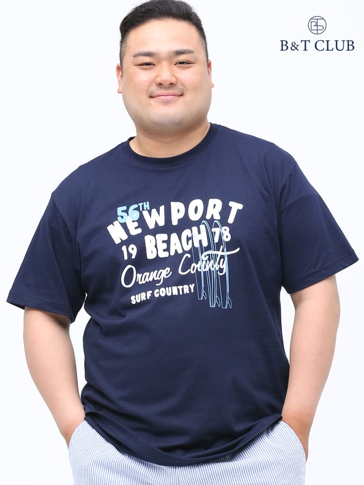 大きいサイズ メンズ B＆T CLUB (ビーアンドティークラブ) マリンプリント クルーネック 半袖 Tシャツ