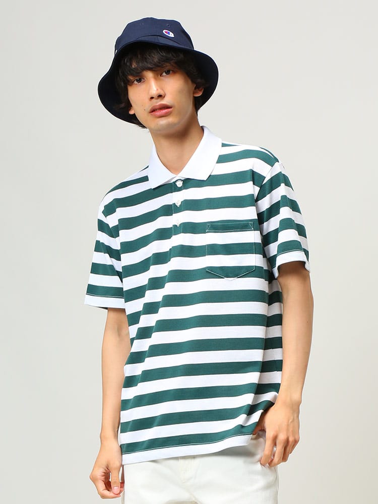 S＆SONS (エスアンドサンズ) DRY 鹿の子 ボーダー 半袖 ポロシャツ