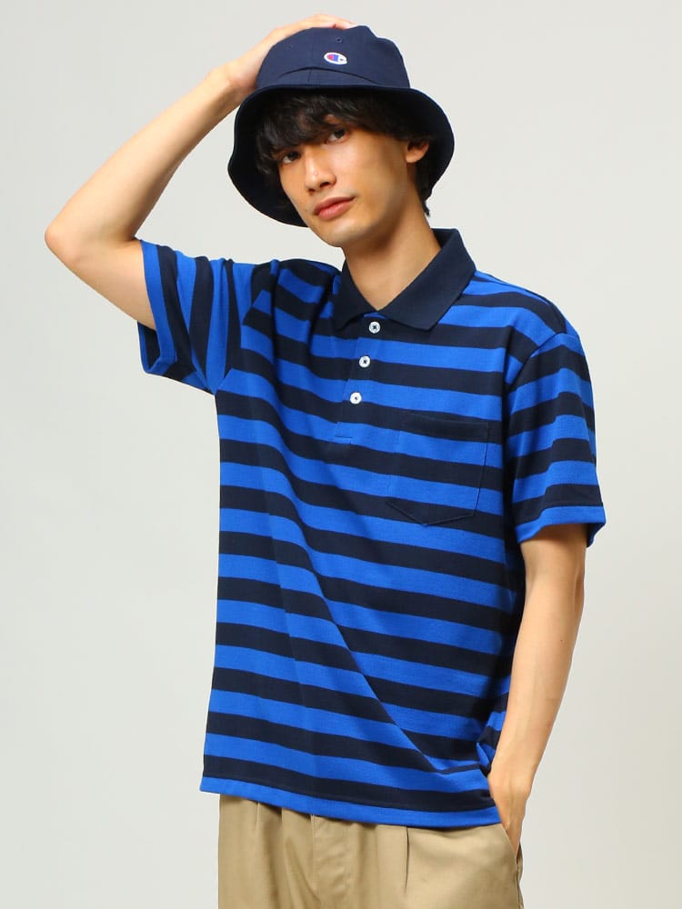 S＆SONS (エスアンドサンズ) DRY 鹿の子 ボーダー 半袖 ポロシャツ