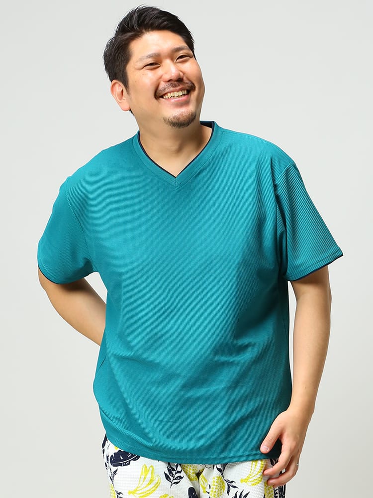 大きいサイズ メンズ B＆T CLUB (ビーアンドティークラブ) 消臭 DRY ワッフル フェイクレイヤード 半袖 Tシャツ