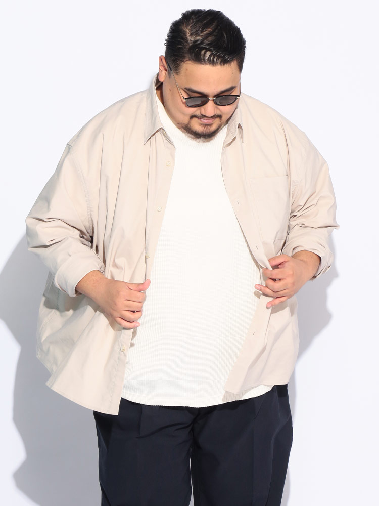 シャツ 長袖 メンズ 大きいサイズ NEO LINEN 無地 レギュラーシャツ