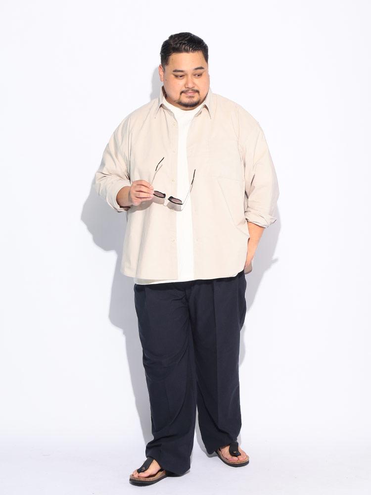 パンツ メンズ 大きいサイズ NEO LINEN 無地 タックパンツ ボトムス