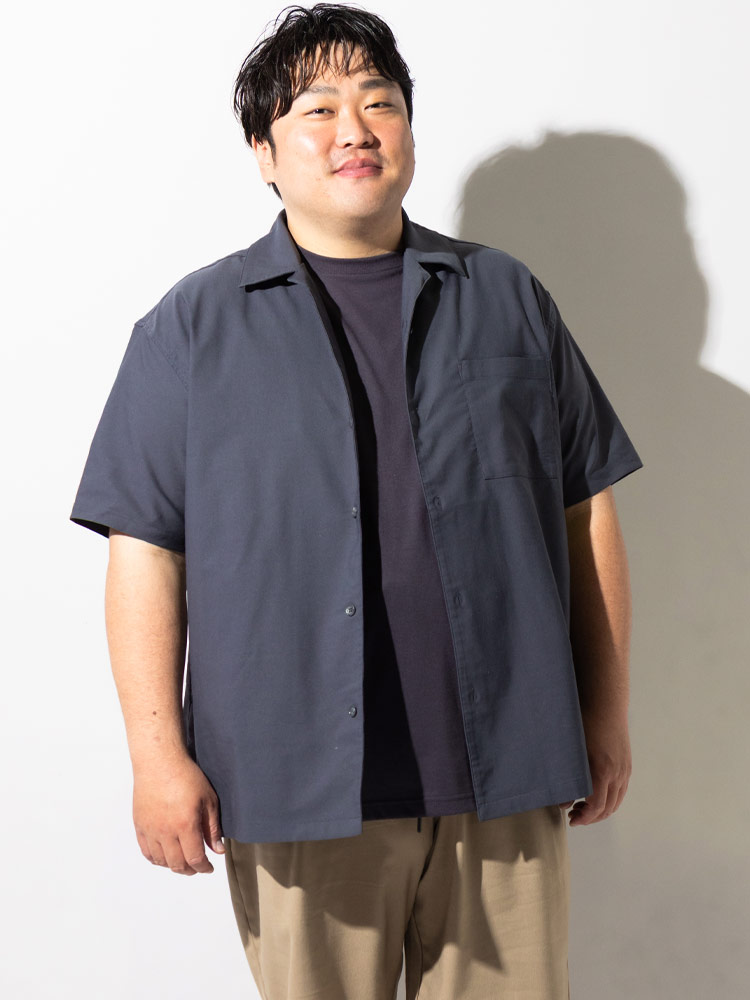 シャツ 半袖 メンズ 大きいサイズ NEO LINEN 無地 開襟シャツ トップス