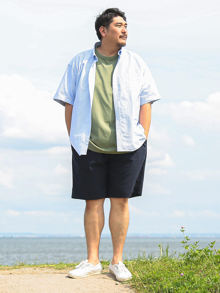 ショートパンツ メンズ 大きいサイズ NEO LINEN 無地 タック ショーツ