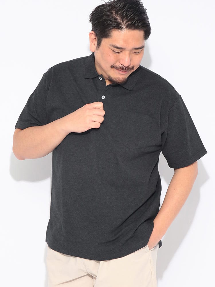 【ポロシャツまとめ割対象】ポロシャツ 半袖 メンズ 大きいサイズ ドライ 鹿の子 無地 トップス ポロ シャツ ポケット 春 夏