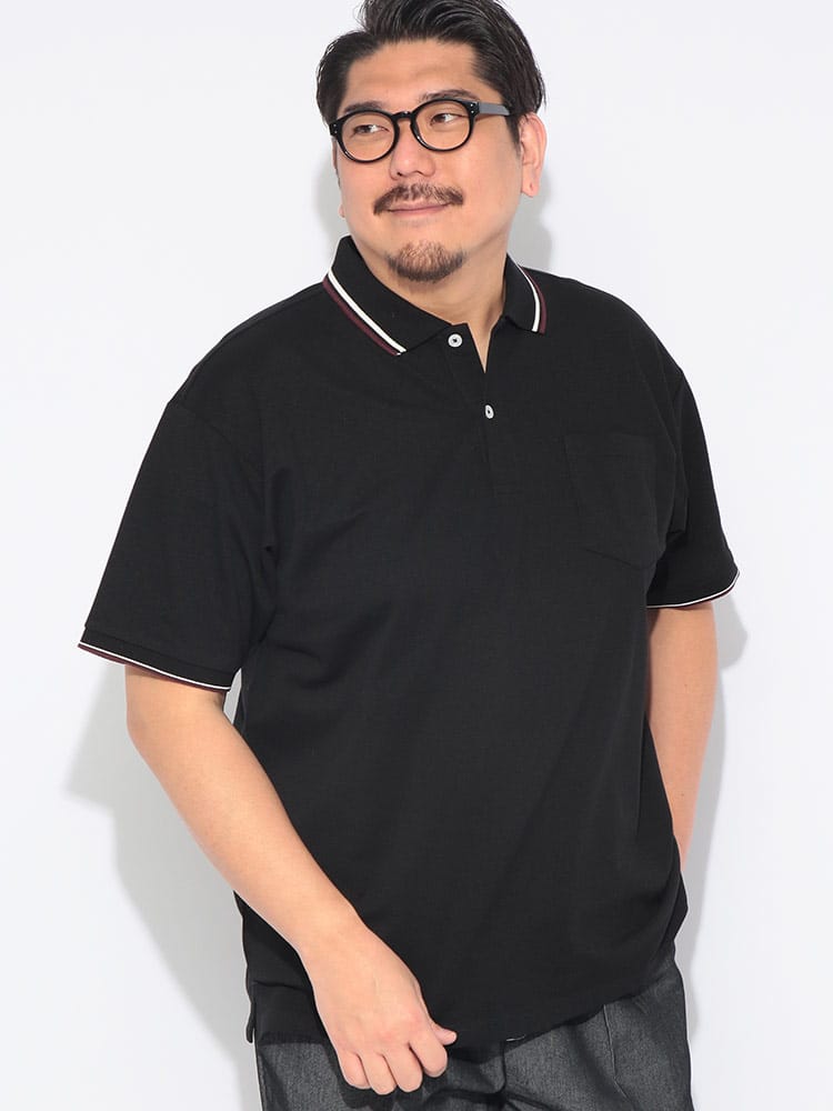 【ポロシャツまとめ割対象】ポロシャツ 半袖 メンズ 大きいサイズ ドライ 鹿の子 ライン トップス ポロ シャツ ポケット 春 夏