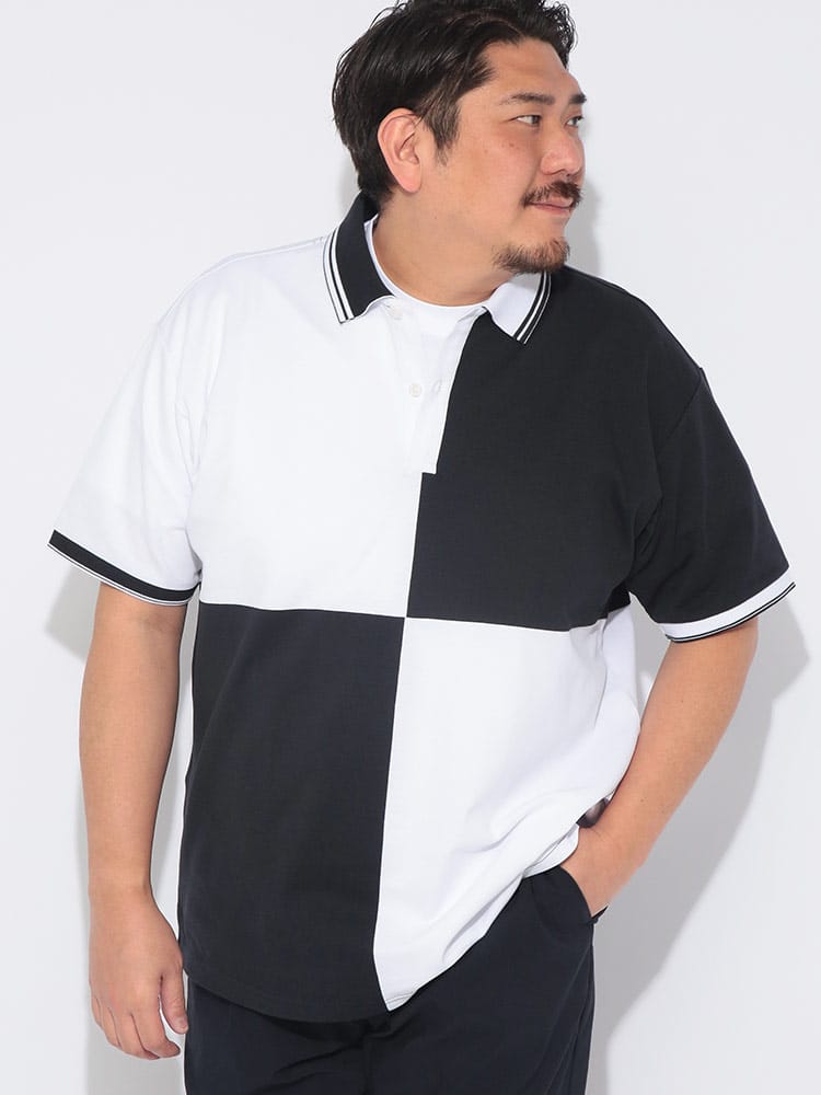 【ポロシャツまとめ割対象】ポロシャツ 半袖 メンズ 大きいサイズ ドライ 鹿の子 ライン 切り替え トップス ポロ シャツ 春 夏