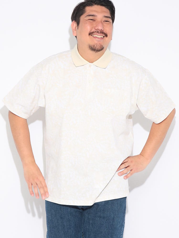 【ポロシャツまとめ割対象】ポロシャツ 半袖 メンズ 大きいサイズ ドライ 鹿の子 総柄 切り替え トップス ポロ シャツ プリント ポケット 春 夏