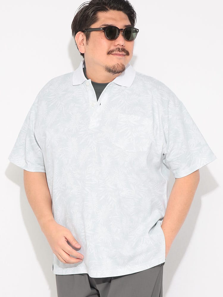 【ポロシャツまとめ割対象】ポロシャツ 半袖 メンズ 大きいサイズ ドライ 鹿の子 総柄 切り替え トップス ポロ シャツ プリント ポケット 春 夏